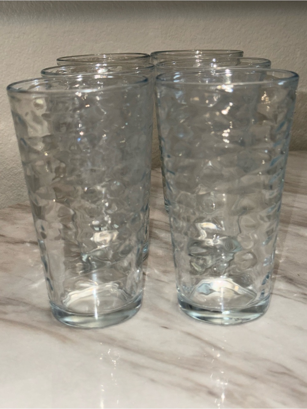 Pasabahce Palaks Turkish wavy lines thick glass 6” H 3 1/4” W 6 tumblers